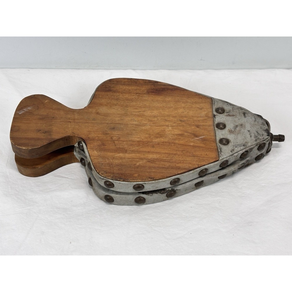 Vintage Fireplace Campfire Bellows Wood & Leather Fire Tool w/Brass Nozzle